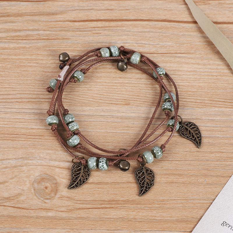 BLINGBAY женский браслет в стиле ретро, ​​керамический браслет в богемном стиле, милый стиль, в форме колокольчика, универсальный браслет с несколькими петлями, ювелирное изделие, подарок