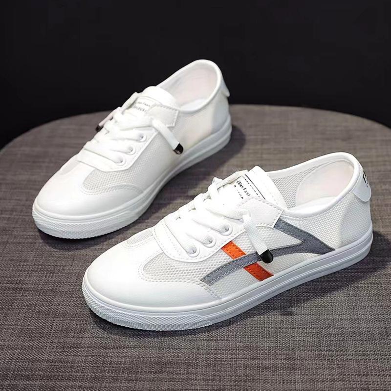 Модные корейские женские повседневные туфли для сноуборда 2024 года, летние, новые, повседневные, универсальные, дышащие, модные, маленькие, белые туфли, мягкие и нескользящие