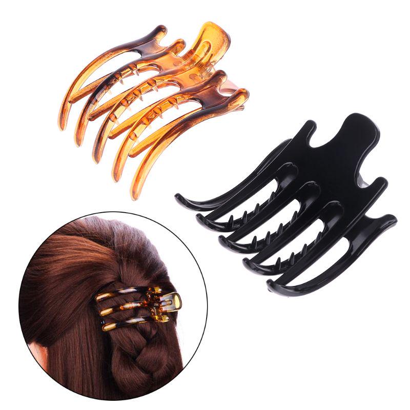Women Lady Girls Simple Non Slip Grip Large Claw 5 Claws Hair Clip Clamp Black