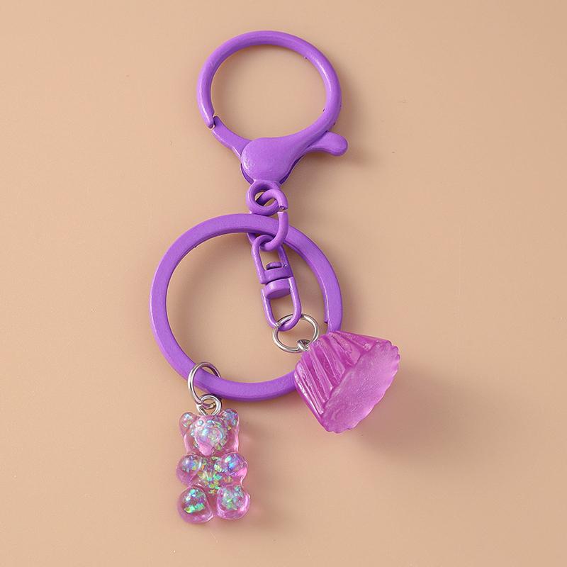 Cute Resin Simulation 3D Bear Keychain Love Heart Keyring for Women Girls Handbag Pendant DIY Key Holder Jewelry Gift