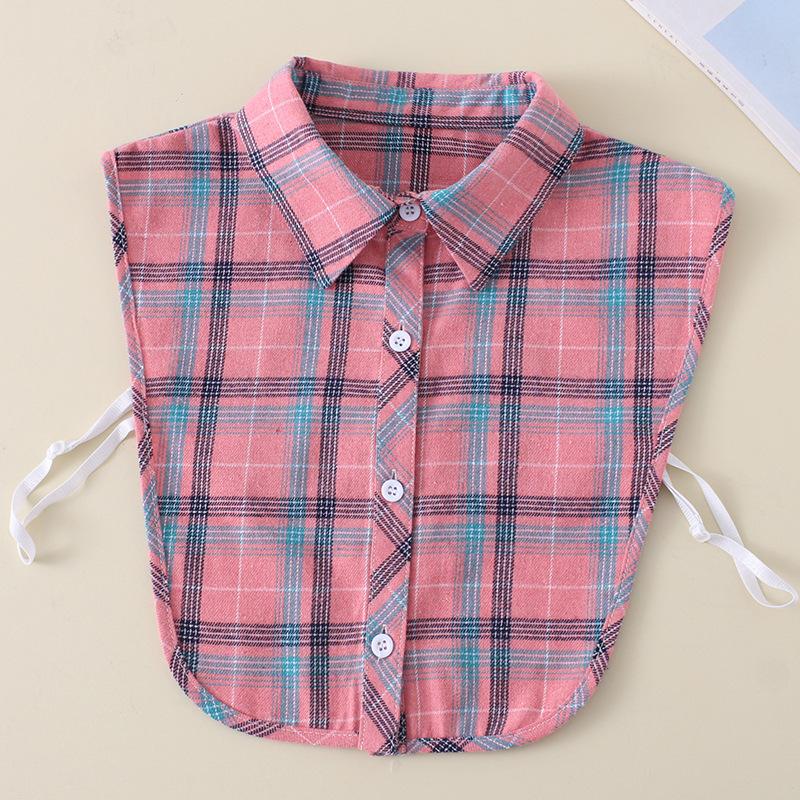 Поддельный воротник женский заостренный воротник клетчатый круглый вырез грибок край розовый воротник рубашка воротник стойка хлопок студент B550