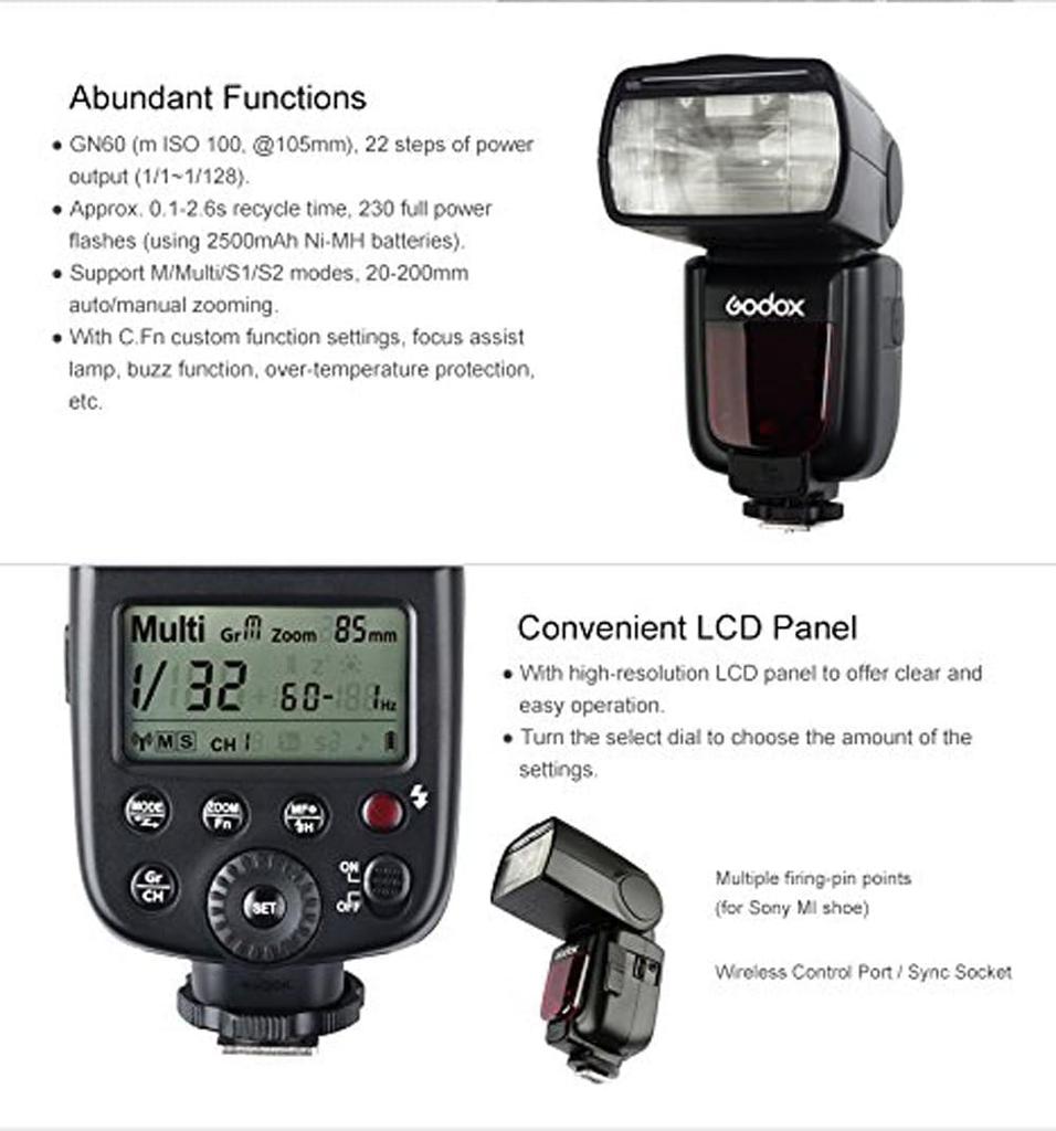 Авторизованная вспышка GODOX TT600S Speedlight для ведущей вспышки SONY GN60 и эксклюзивного интерфейса Sony MI Slave с функцией Shoe Camera, совместимой с Sony