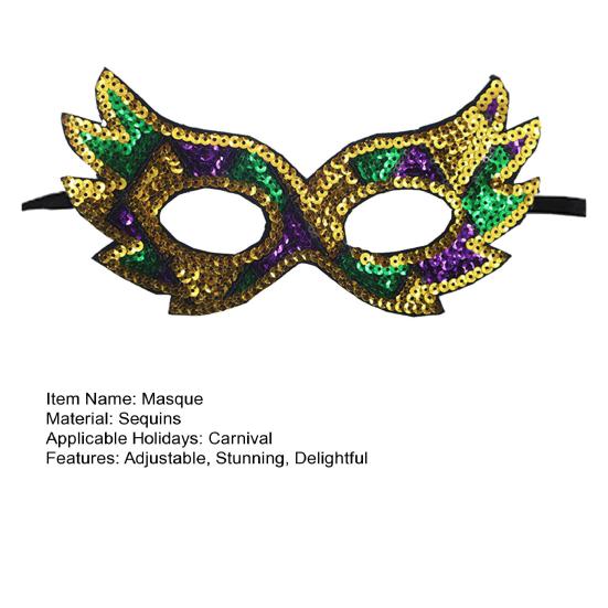 Purple Green Yellow Sequin Mardi Gras Masque Masquerade Venetian Carnival Half Face Masque