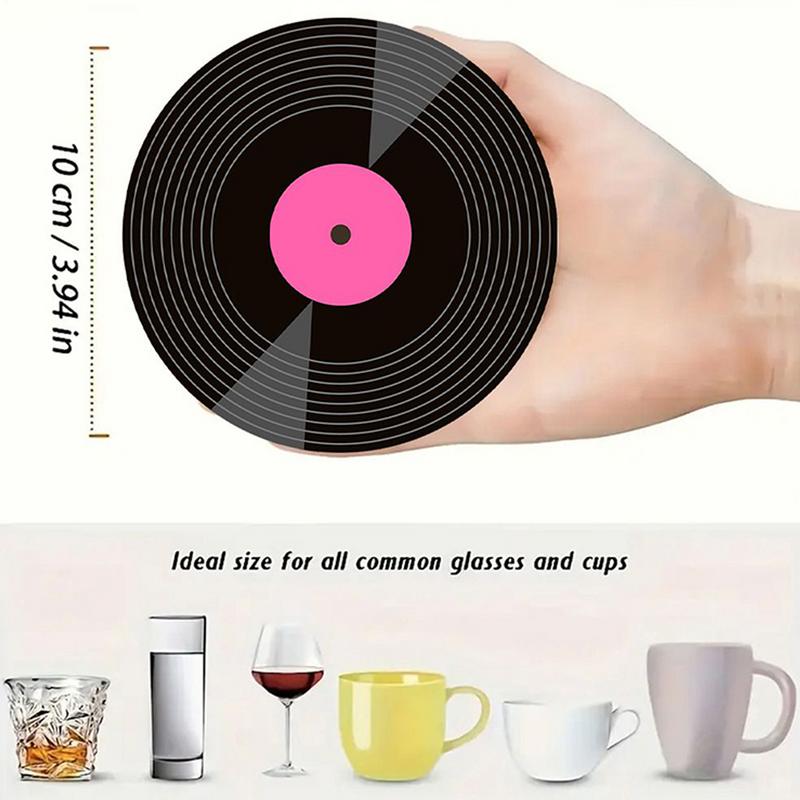 10 ШТ. Ретро Виниловая Пластинка Подставка Под Чашку Нескользящая Подставка Под Кофе Термостойкая Музыкальная Подставка Под Напитки Коврик для Кружки Настольная Подставка Декор