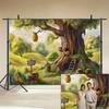 A fairy tale treehouse themed background banner suitable for birthdays holidays parties with multiple sizes to choose from