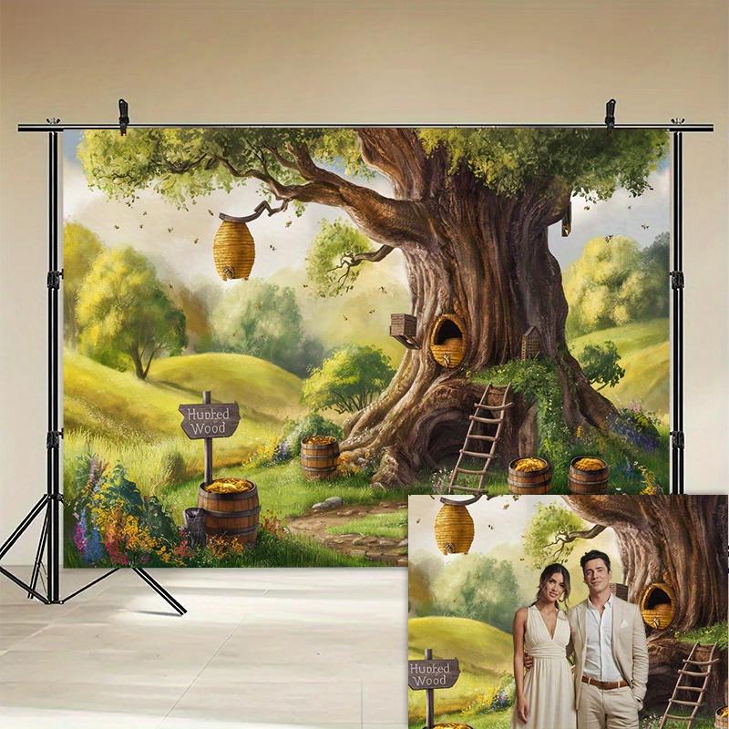 A fairy tale treehouse themed background banner suitable for birthdays holidays parties with multiple sizes to choose from