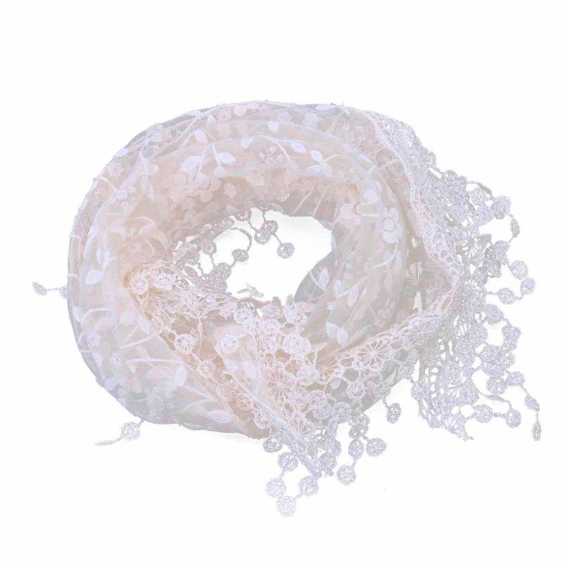 Sweet Pretty Elegant Hollow Tassel Lace Rose Floral Knit Triangle Mantilla Scarf Women Ladies Shawl Wrap Scarves
