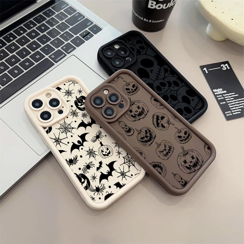 Хэллоуин Черное Хоррор Искусство Силиконовый Чехол Для Телефона Для iPhone 17 Pro 14 15 Plus 11 12 13 16 Pro Max Coque 16E 17AIR Ударопрочный Чехол