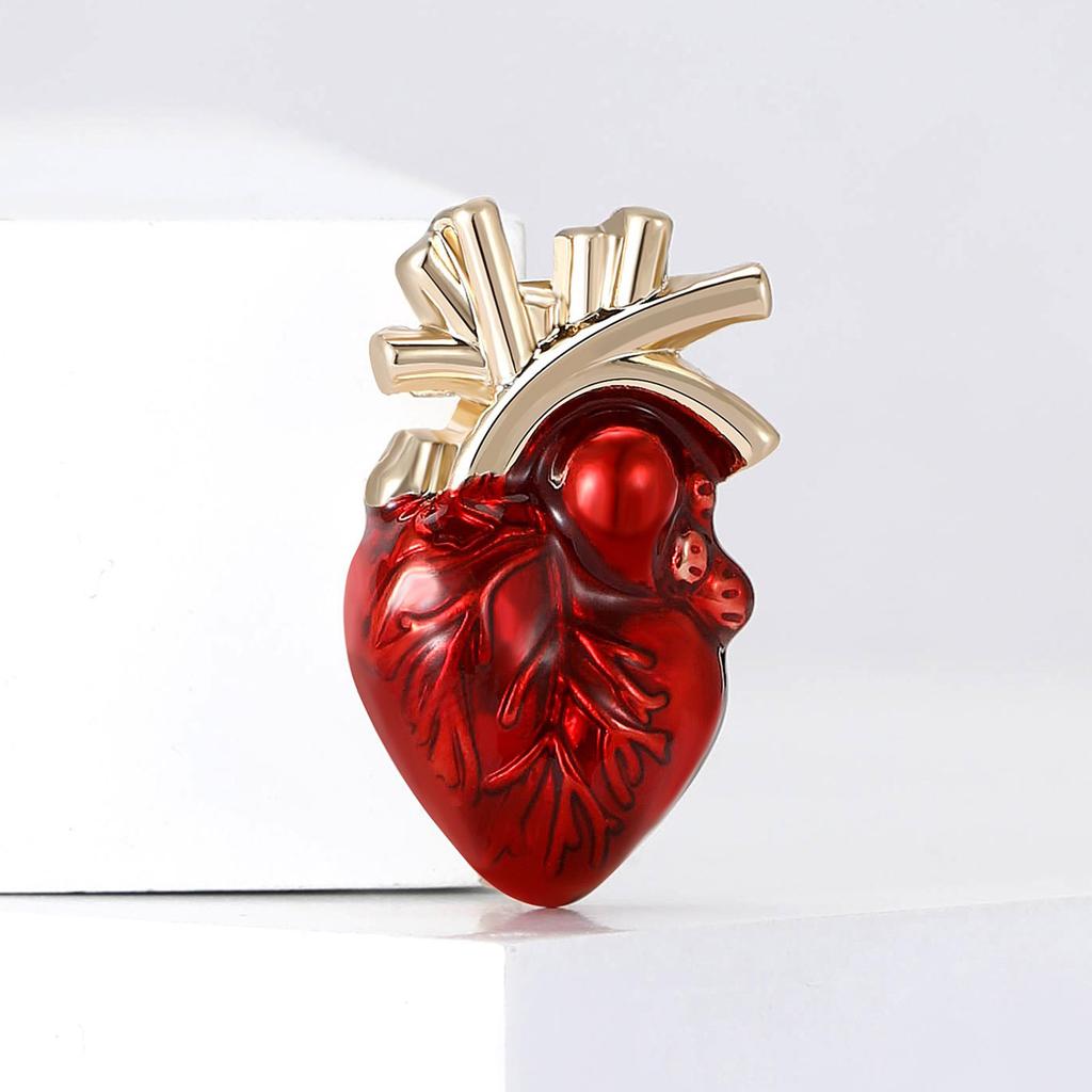 Human Body Organ Brooch Fashionable Alloy Heart Lapel Pin Accessory for Women and Girls Fashion Clothing Jewelry