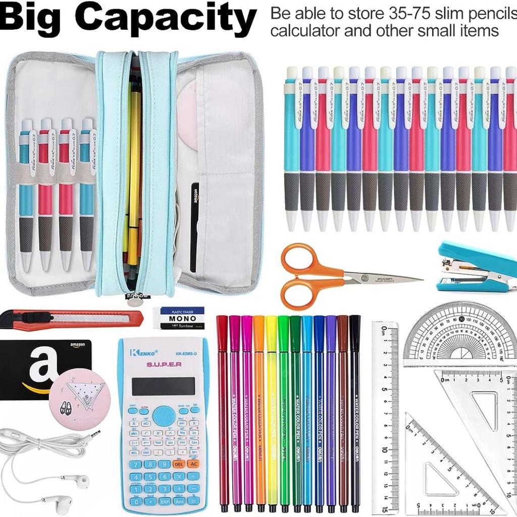 Пенал большой емкости, большая сумка-карандаш для хранения, сумка-маркер, 3 отделения, канцелярские принадлежности, чехол для ручек, держатель для взрослых, офисный органайзер, подарки