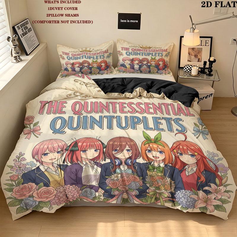 5Toubun Pattern Bedding Quilt Set Quilt Cover Pillowcase Home Birthday Gift(1 * duvet cover + 2 * pillowcase, without core)