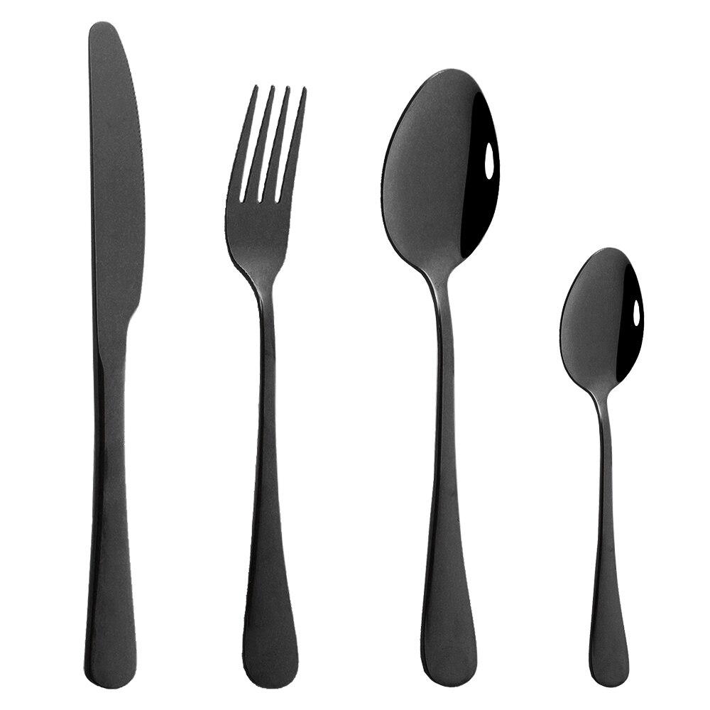 Посуда Западный золотой набор столовых приборов Набор столовой посуды из нержавеющей стали Черное золото Кухонный нож Вилка Набор ложек Столовые приборы Серебро