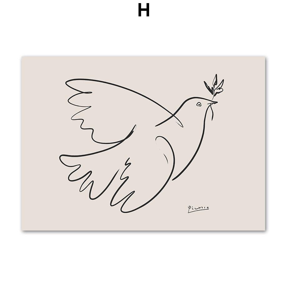 Абстрактный Матисс Пикассо Лицо Голубь Лист Скандинавские Постеры и Принты Живопись Настенное Искусство Холст Настенные Картины для Декора Гостиной
