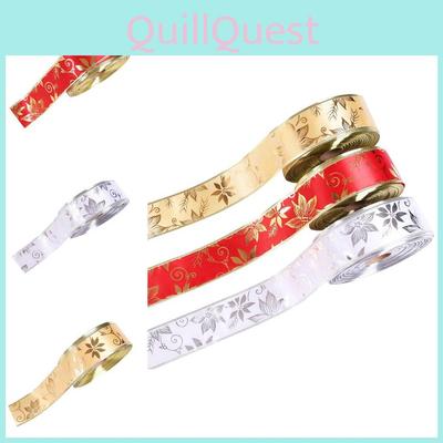 Изысканная 2-метровая лента для рождественской елки, украшенная цветочным дизайном с золотыми пионами