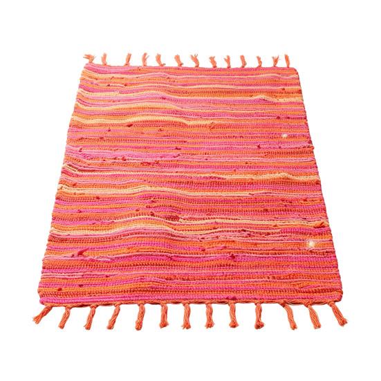 Machine Washable Bedroom Rug Reversible Cotton Rag Rug, Boho Hand Woven Multi Color Striped Bath Non Slip for Hallway with Tassels, Area Living