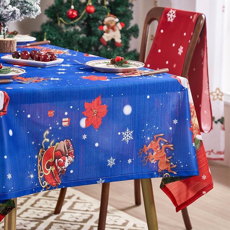 Christmas Bell Print Tablecloth Cover Decoration Rectangular Waterproof Table Cloth Party Decorative Table Mat Tablecloths