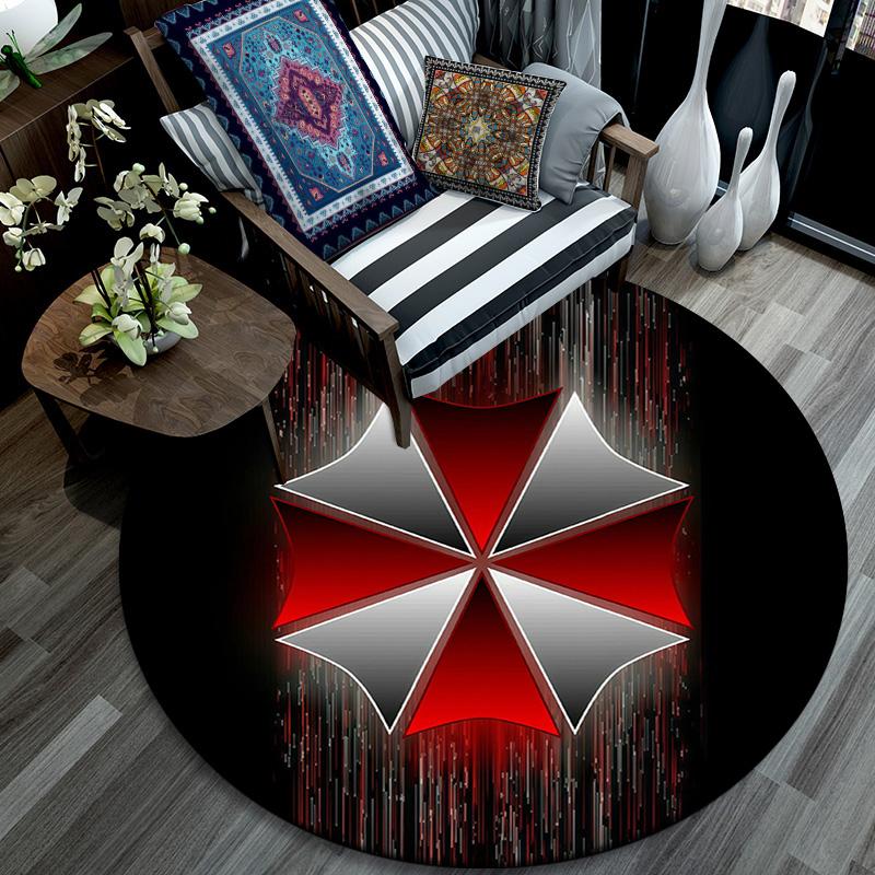 Resident Evil Round Area Rug,Carpet Rug for Living Room Bedroom Sofa Playroom Decor,Non-slip Floor Mat