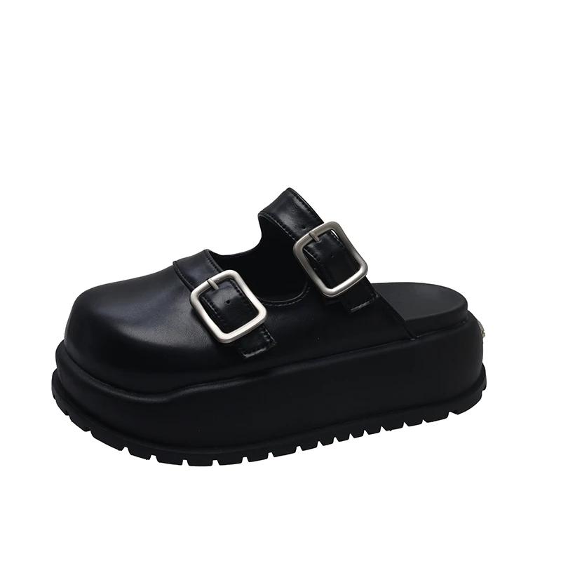 Fashion Women's Shoes 2024 Brand Baotou Women's Slippers Fashion Belt Buckle Daily Slippers Women Hot Sale Shallow Platform Slippers