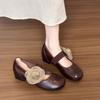 Fashion Rose Straight Strap Round Toe Mary Jane Shoes Are Versatile and Not Tired Foot Shallow Mouth Square Sole Ballet Single Shoes