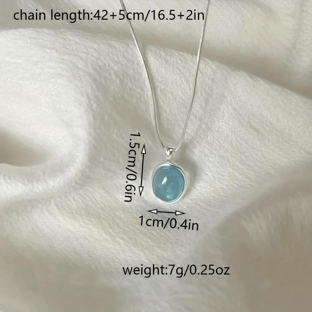 Овальный кулон с лунным камнем, цепочка в виде змеи, ожерелье из сплава, колье, идеальные украшения для женщин, повседневный и праздничный декор, все сезоны