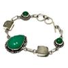 Cameo Green Onyx Gemstone 925 Silver Plated Handmade Jewelry Bracelet 6-8"
