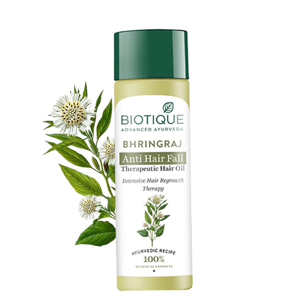 Biotique Bio Bhringraj Терапевтическое масло для волос против выпадения | Интенсивное средство для роста волос | Питает волосяные фолликулы | Сильные и блестящие волосы