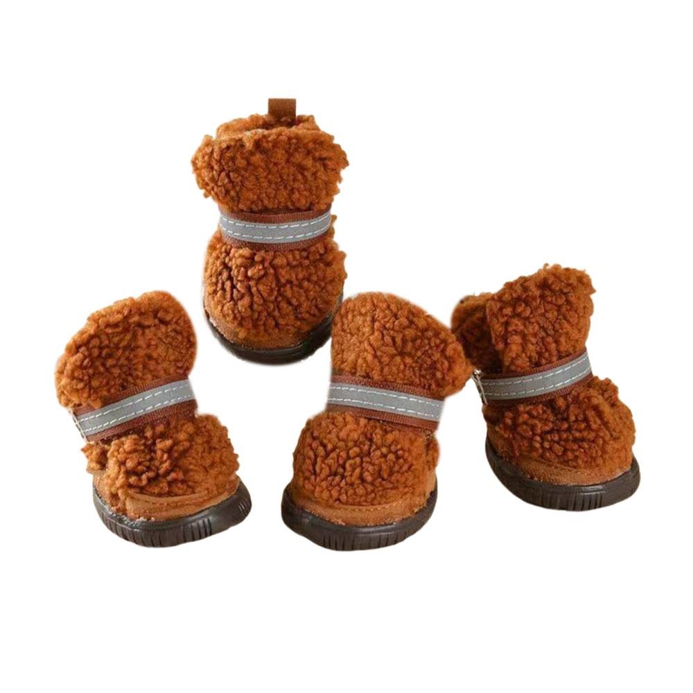 4Pcs Strong Grip Dog Shoes Anti-Scratch Warm Shoes Cozy Pet Shoes  Small Dog
