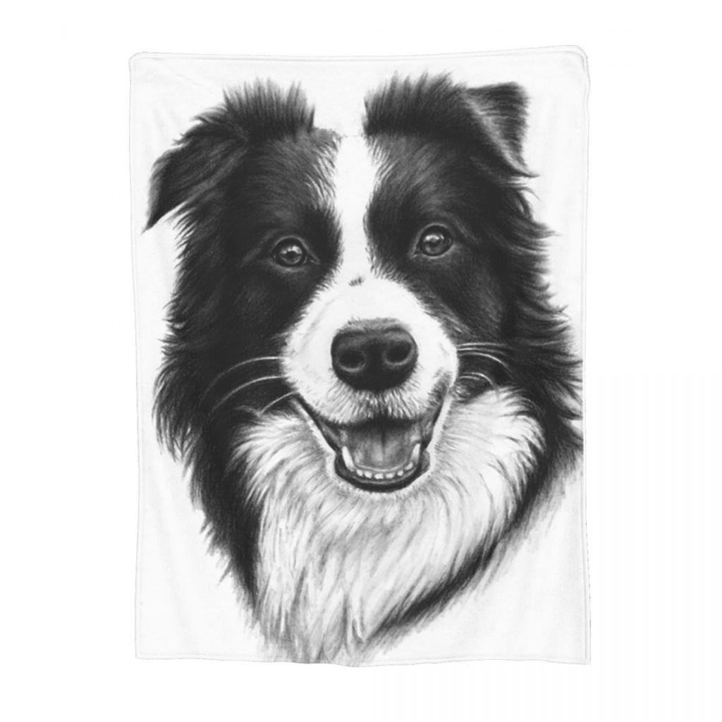 Border Collie Smile Blanket Soft Warm Flannel Throw Blanket Bedspread for Bed Living room Picnic Travel Home Couch