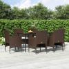 VidaXL Garden Dining Set Cushions 7 Pcs Brown/black, Outdoor Dining Set, Table and Chair of 3156629