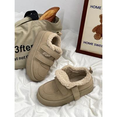 Зимние новые повседневные короткие ботинки на липучке, бархатные теплые хлопковые ботинки 2669