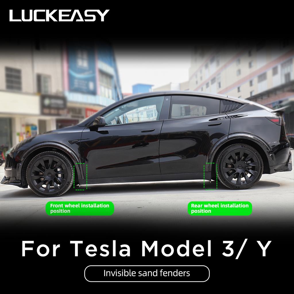 LUCKEASY For Tesla Model Y 2020-2025 Invisible Mud Fenders Modification Car Exterior Accessories Model 3 2025 Mudguards 4Pcs