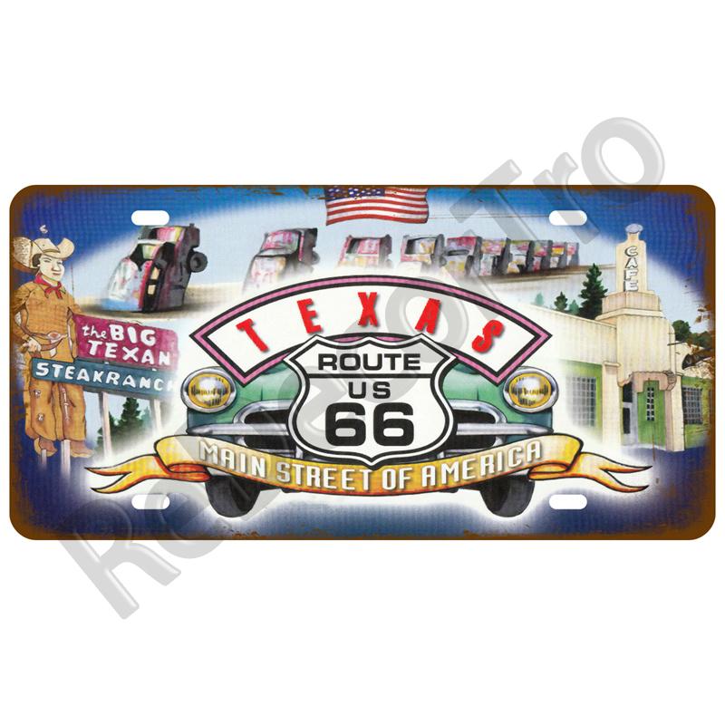 Garage Car Retro Route 66 Tinplates Plate Metal Sign Posters On The Wall Tin Sign Vintage Poster Home Decor Art Room Decoration