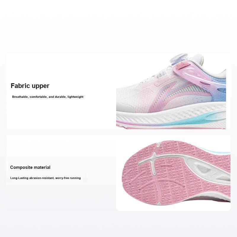 Кроссовки Li Ning Kids Kunpeng 2.0 из ткани, простые, прочные, дышащие, с низким верхом, детские кроссовки, белые, розовые YKFU002-4
