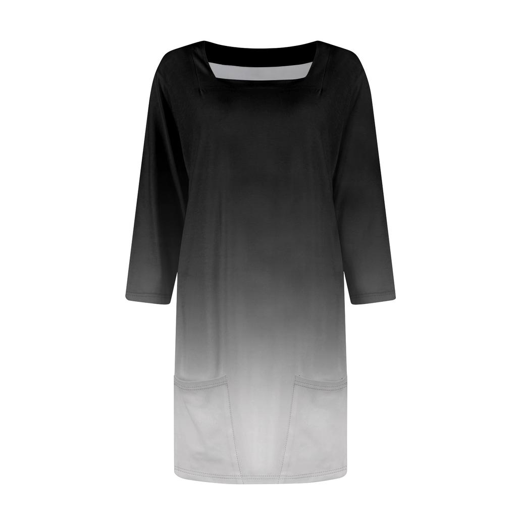 Женское модное повседневное короткое платье с квадратным вырезом и рукавом 3/4