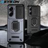 KEYSION Shockproof Armor Case for Xiaomi POCO X7 Pro Slide Camera Lens Protection Ring Stand Phone Back Cover for Redmi Turbo 4