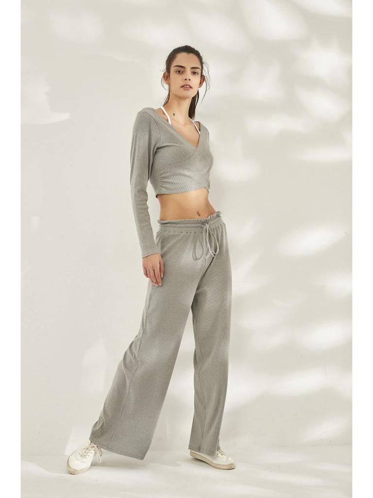 Женский быстросохнущий топ с V-образным вырезом и длинными рукавами для йоги и бега