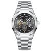 LIGE Skeleton Luxury Mens Watches Automatic Style Design Dial Quartz Wristwatches Waterproof Luminous Steel Strap Watch for Man