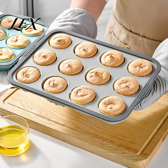 Heat Resistant Muffin Mold Silicone Pan for Baking, 6/12-Cavity Easy Release Cake Reusable Mold, Food Grade Nonstick Cupcake Kitchen Baking