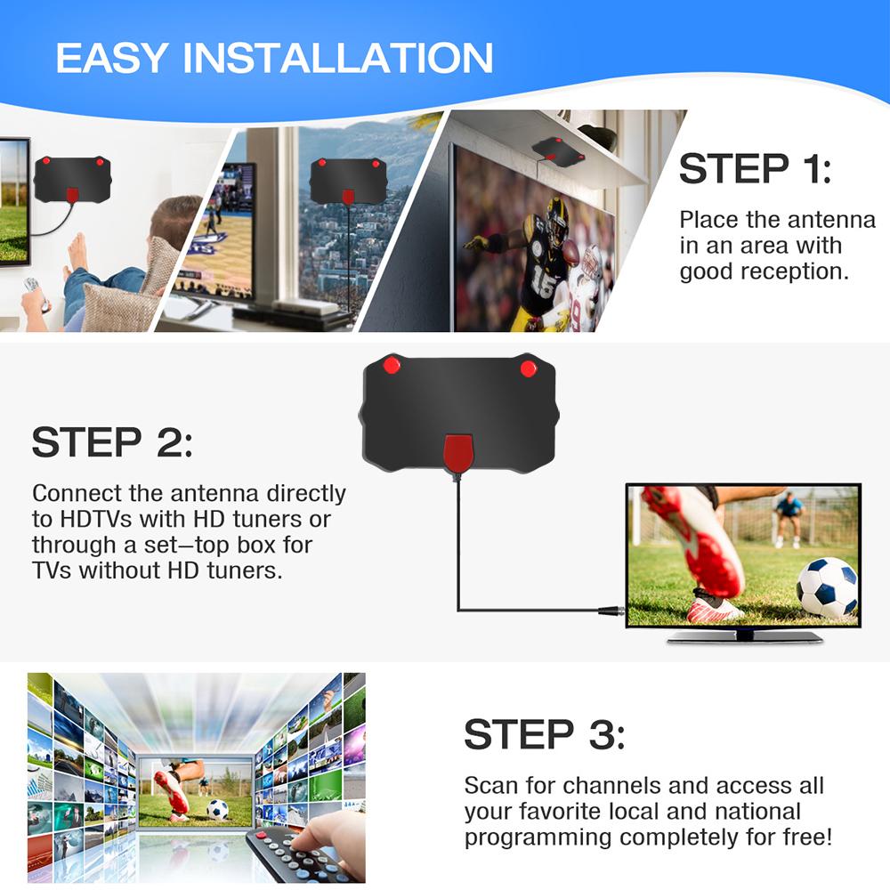 ТВ-антенна на 3000 миль, 4K, цифровая HDTV, антенна, спутниковый ресивер, усилитель радиуса Surf Fox, телеканал Freeview, DVB T/T2, комнатные антенны, вещание