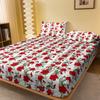 1 Simple Modern Plant Flower Printed Matte Fitted Sheet, Bedroom Printed Bed Cover, Bedding (Excluding Pillowcases)