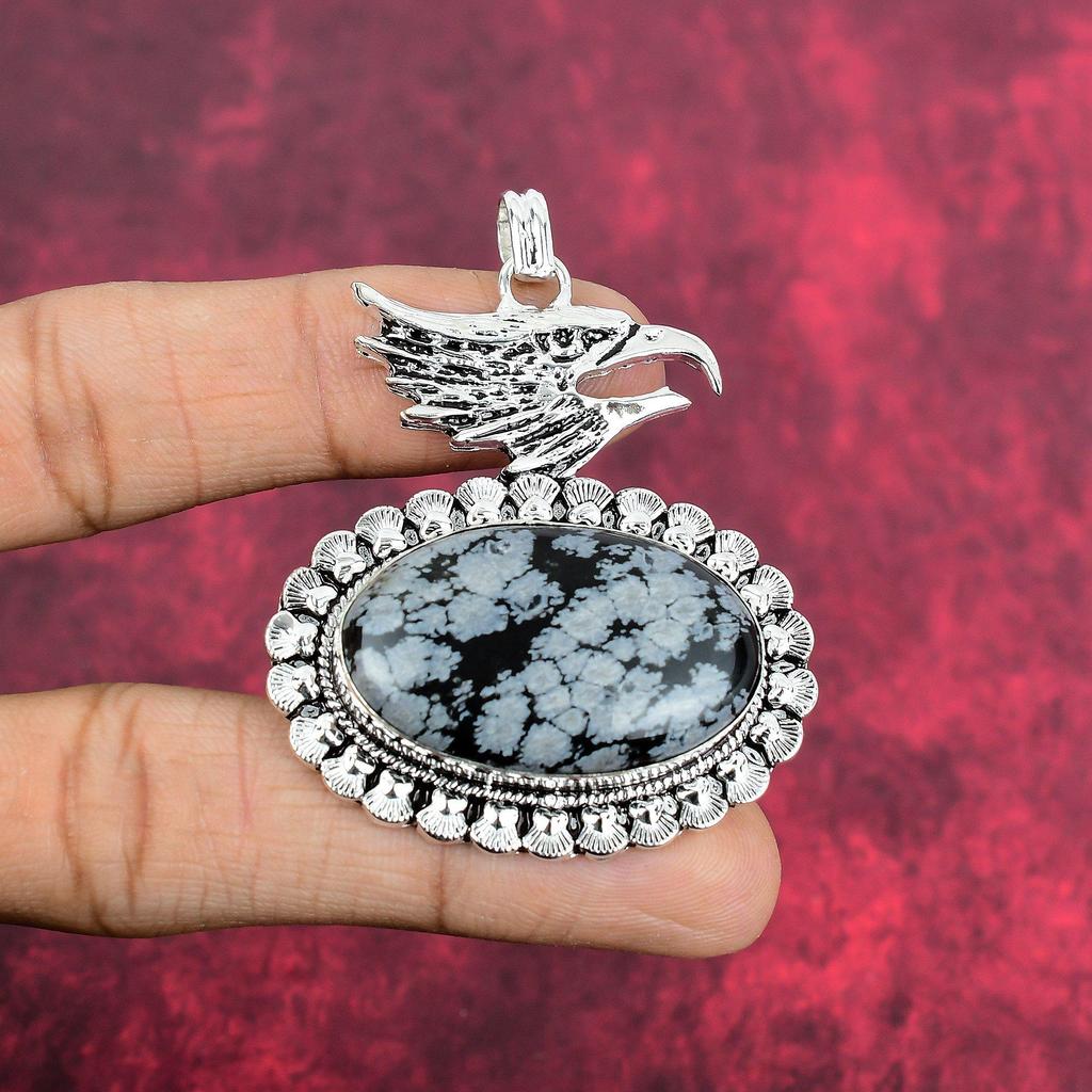 Подвеска из обсидиана «Снежинка», изящная подвеска из стерлингового серебра 925 пробы с драгоценными камнями, для нее