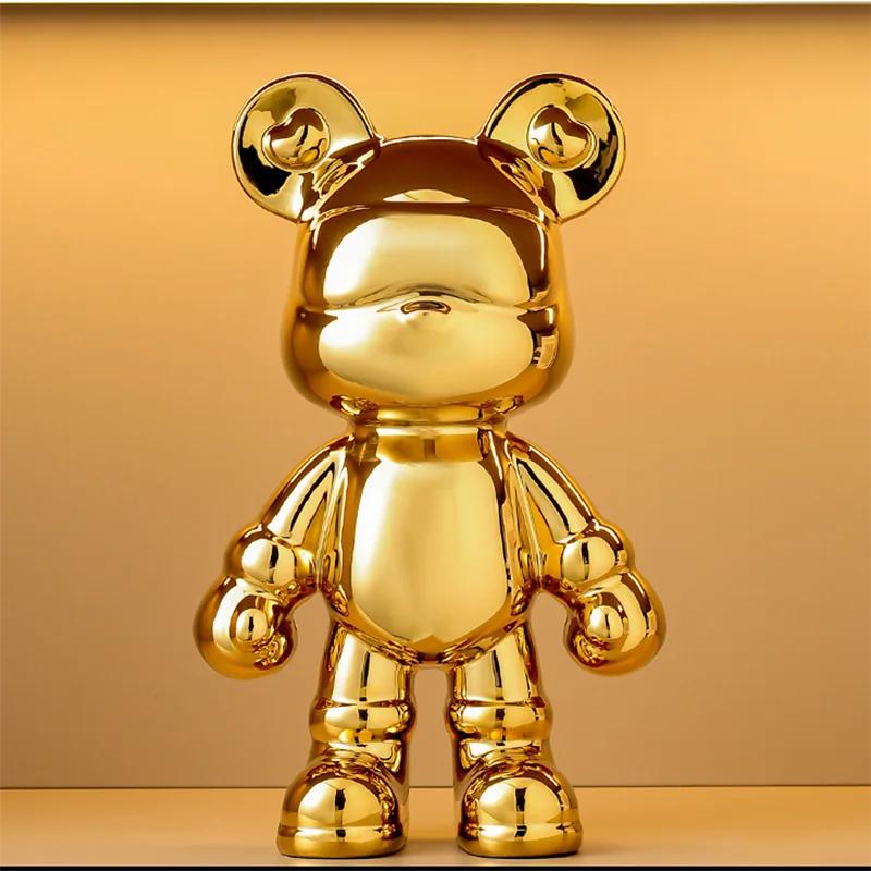 Bear Ceramic Bank Sculpture Animal Money Box Statue for Home Office Decor With Coin Slot Novelty Football Enthusiasts Gift