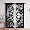 Узор Воин Руна Печатные Шторы Черно-Красные Полиэстеровые Волокна Шторы Спальня Гостиная Кухня Шторы 2 Шт.