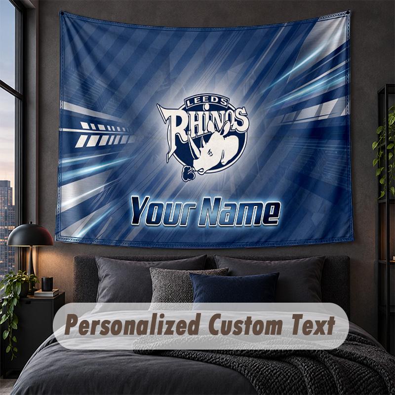 Custom Name Text Tapestry,Leeds Rhinos Decorative Wall Hanging, Background Tapestry For Home Bedroom