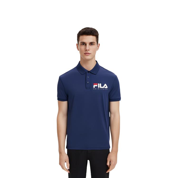 FILA Polo Shirts Men's Glamor Purple Blue Polo Collar Moderate Straight Fit F11M128177F-DB