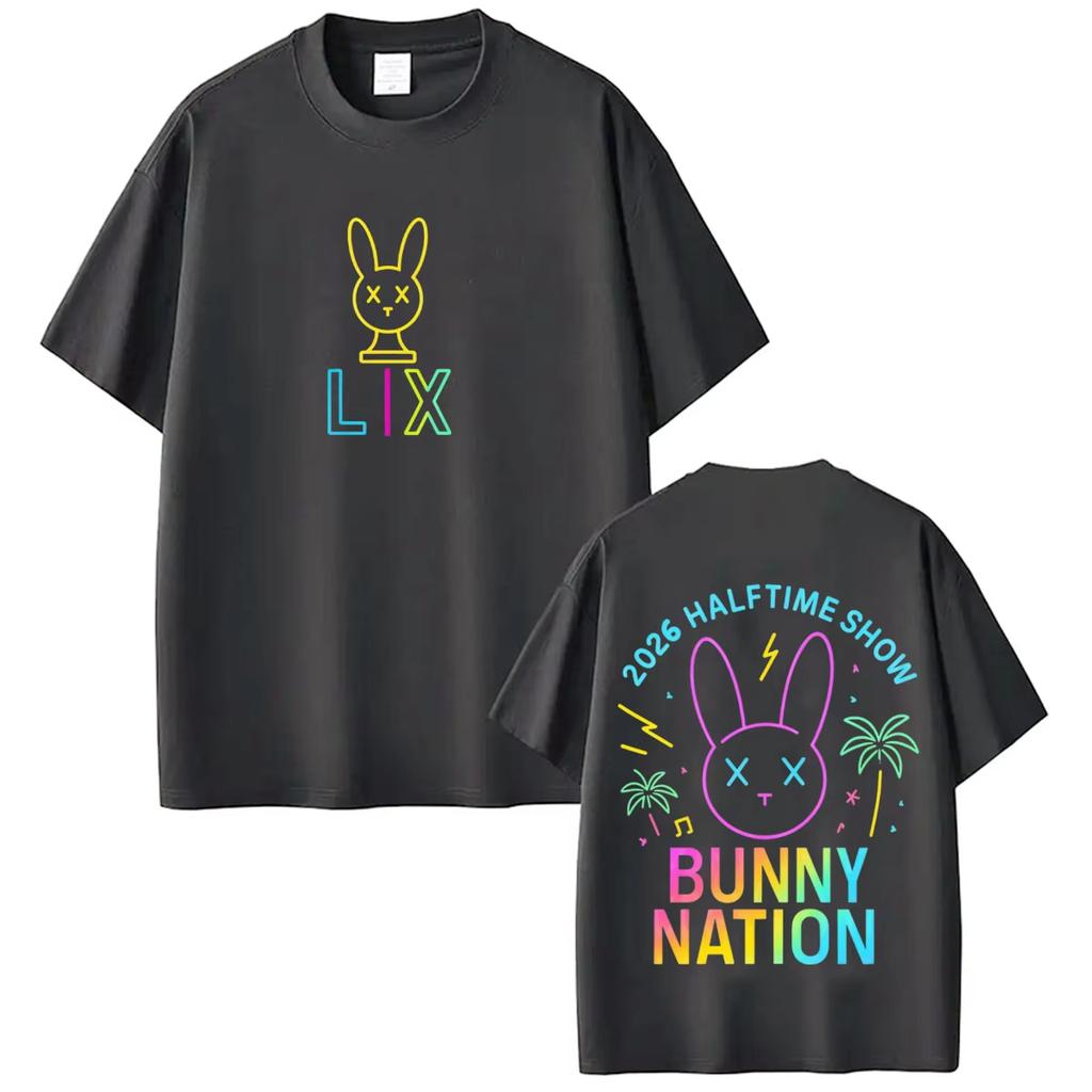 Bad Bunny 2026 Tour Concert Pattern Aesthetic Loose Cotton Hip Hop Short Sleeve Casual Unisex And Unisex TShirt