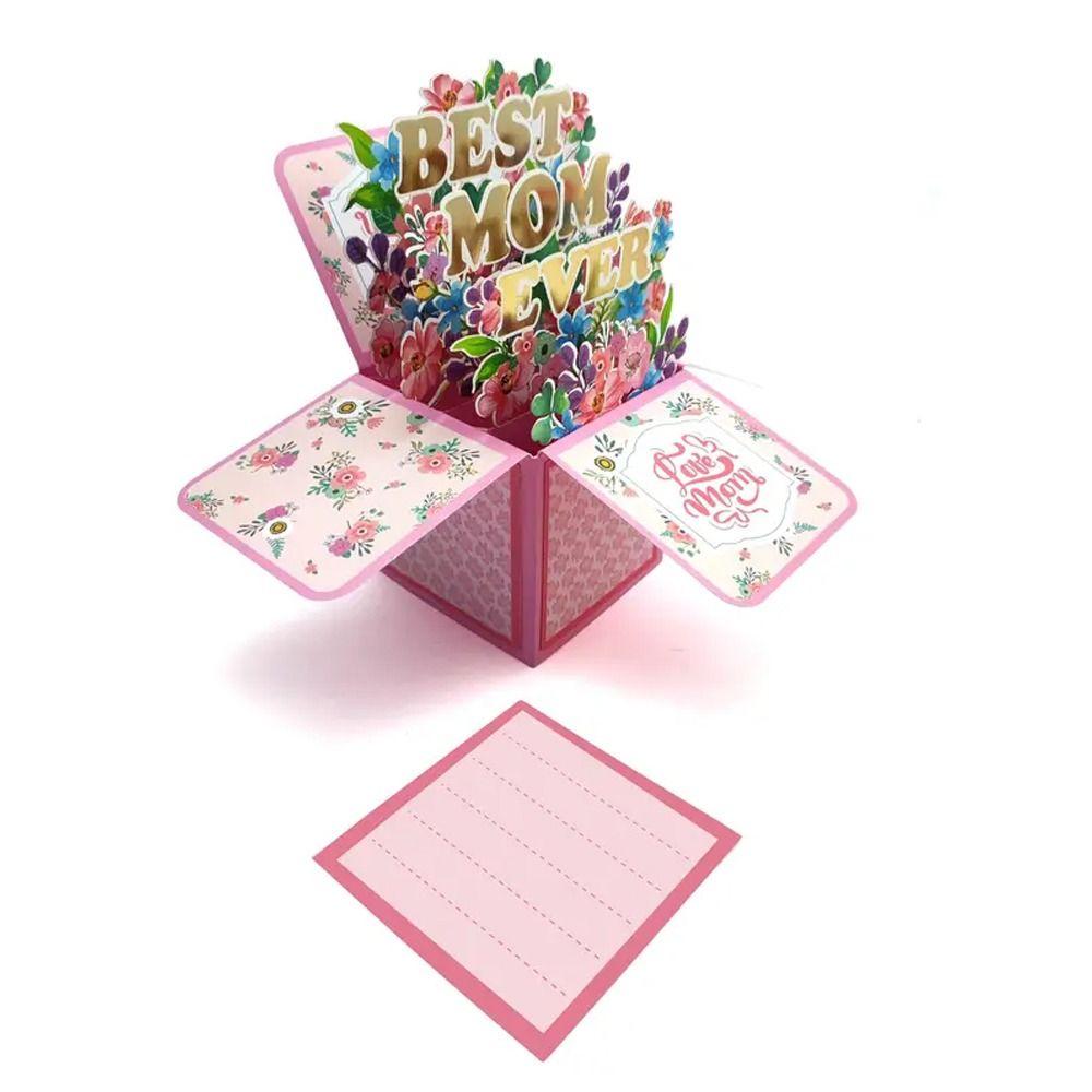 Wishing 3D Pop Up Birthday Greeting Card Colorful Flower Butterfly Mother's Day Cards Birthday