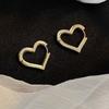 New Fashion Metal Gold Color Love Heart Hoop Earrings for Women Girls Korean Elegant Simple Heart Party Zircon Birthday Gifts