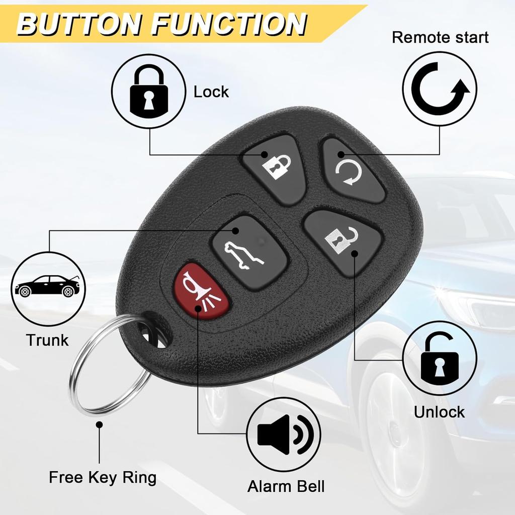 Key Fob Replacement for 07-14 Chevy Suburban Tahoe/ 09-17 Traverse/ 07-14 GMC Yukon/ 08-17 Acadia Buick Enclave/ 07-13 Escalade Car Keyless Entry
