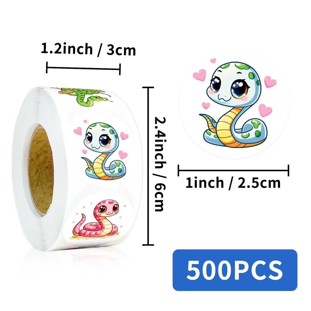 5500 Sheets/roll Cartoon Snake Cute Style Laptop Car Stickers Hand Curtain Decoration Sealing Stickers